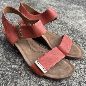 Sofft Leather Wedges Verdi II Women's Sz 11 M Canyon Coral Red Orange